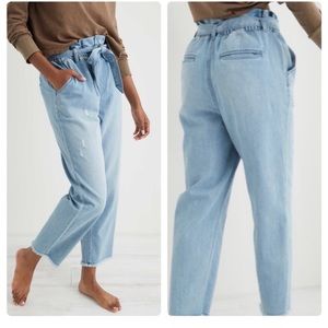 Aerie Paperbag Distressed Raw Hem Jeans